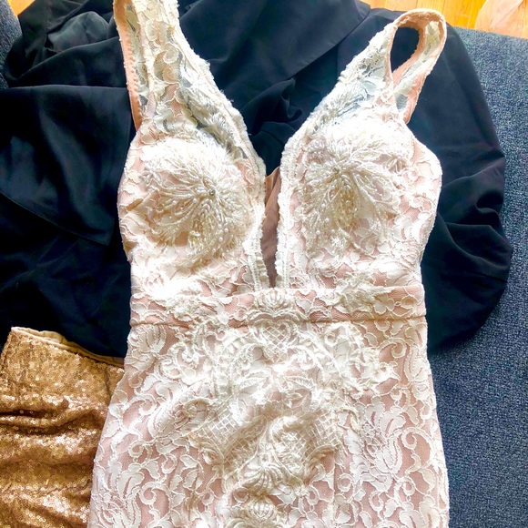 David's Bridal Dresses & Skirts - Wedding or Formal Dress Beaded with Blush Lining